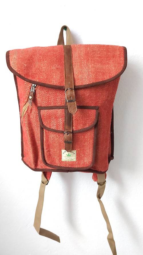 Mochila de cañamo ecológico color rojo