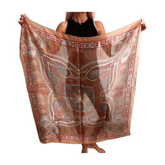 Pañuelo de seda de la india estampado nude