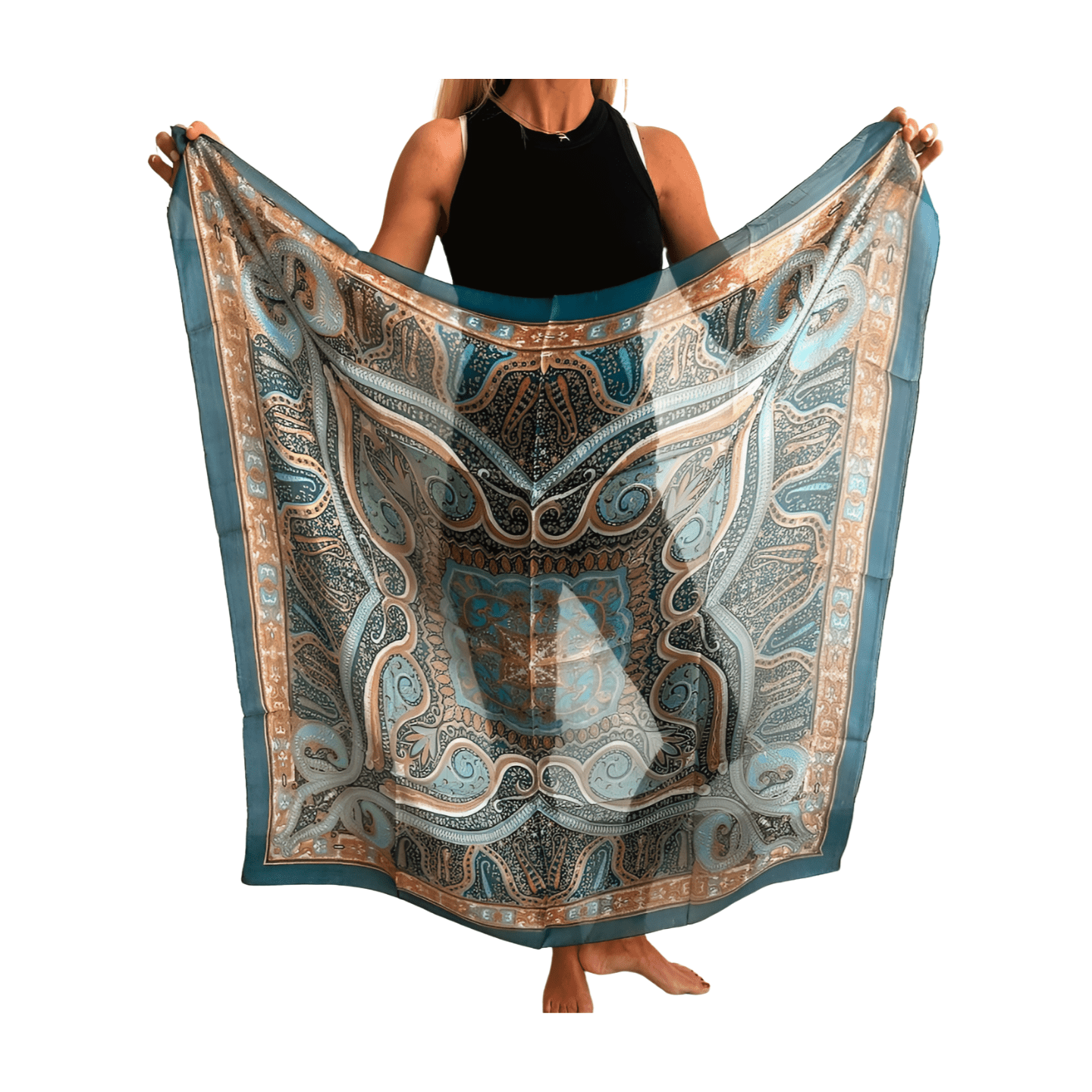 Pañuelo de seda de la india estampado verde