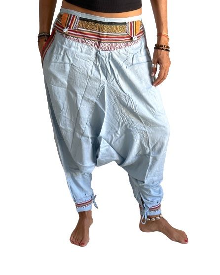 Pantalón afgano indio con bolsillo con cremallera