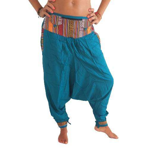 Pantalón afgano indio con bolsillo con cremallera