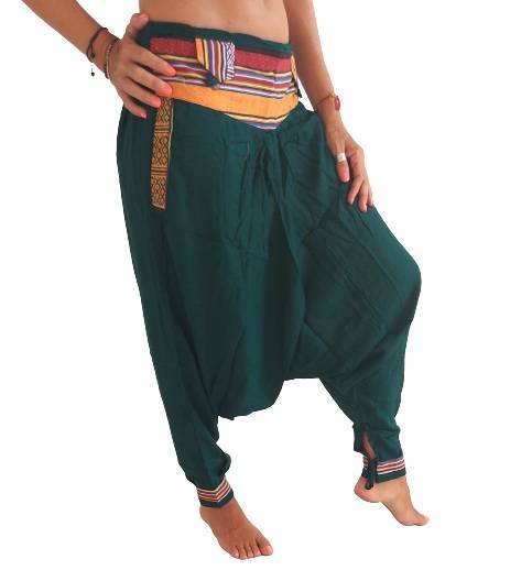 Pantalón afgano indio con bolsillo con cremallera