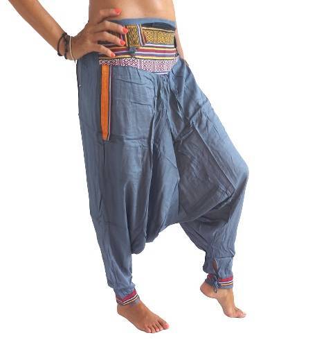 Pantalón afgano indio con bolsillo con cremallera