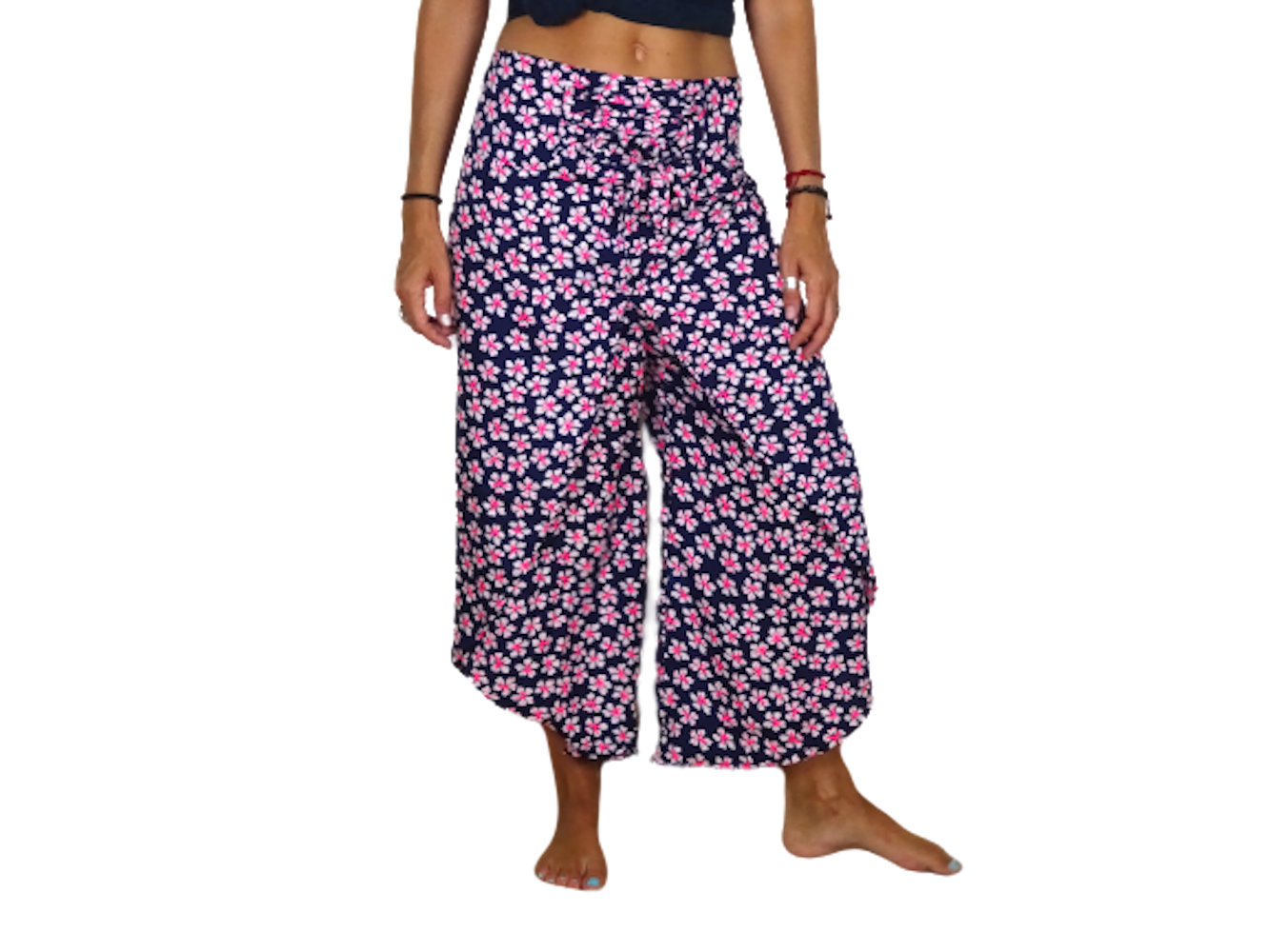 Pantalón abierto estampado floral