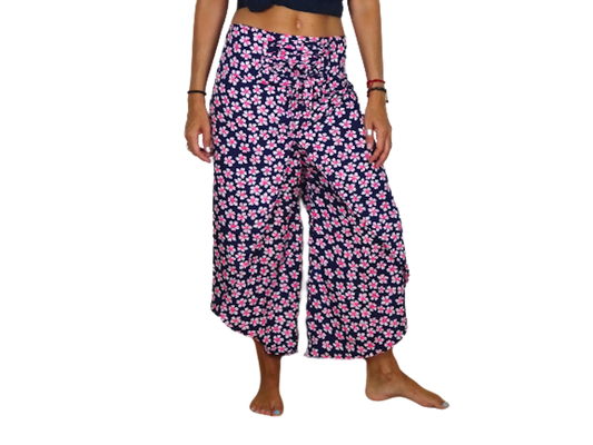 Pantalón abierto estampado floral