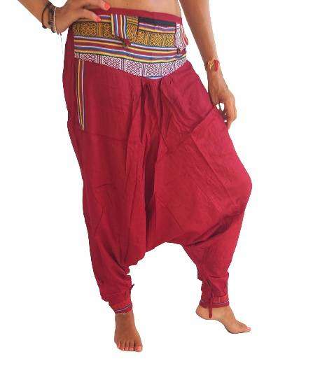 Pantalón afgano indio con bolsillo con cremallera