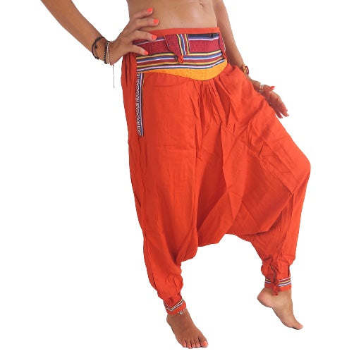 Pantalón afgano indio con bolsillo con cremallera