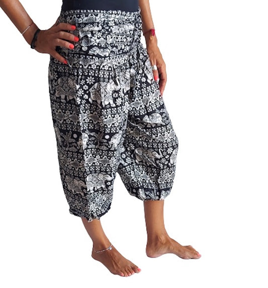 Pantalón indio corto estampado elefantes