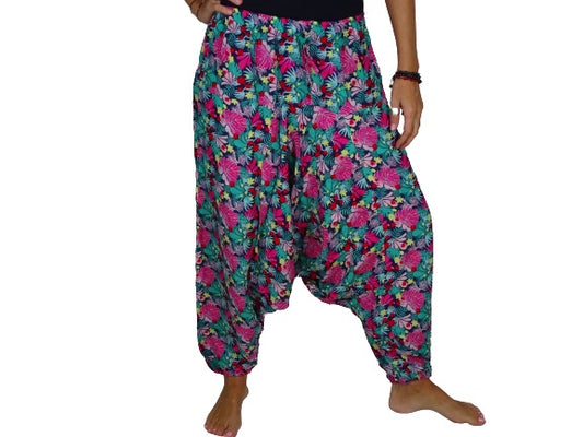 Pantalón afgano indio estampado floral colores vivos