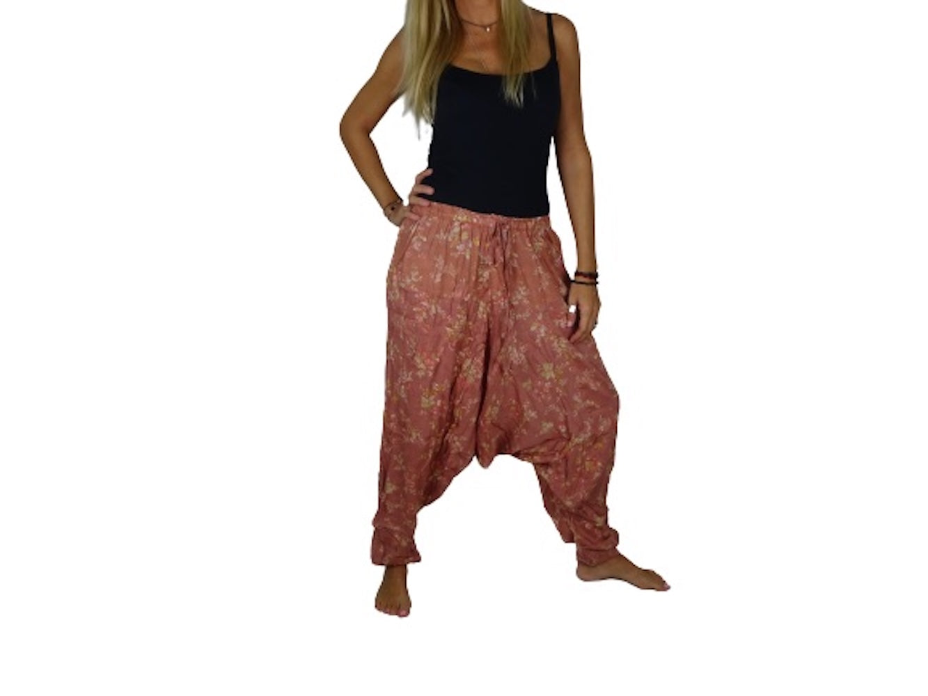 Pantalón afgano indio estampado floral