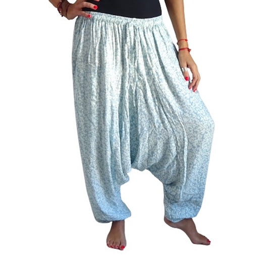 Pantalón afgano indio azul claro estampado