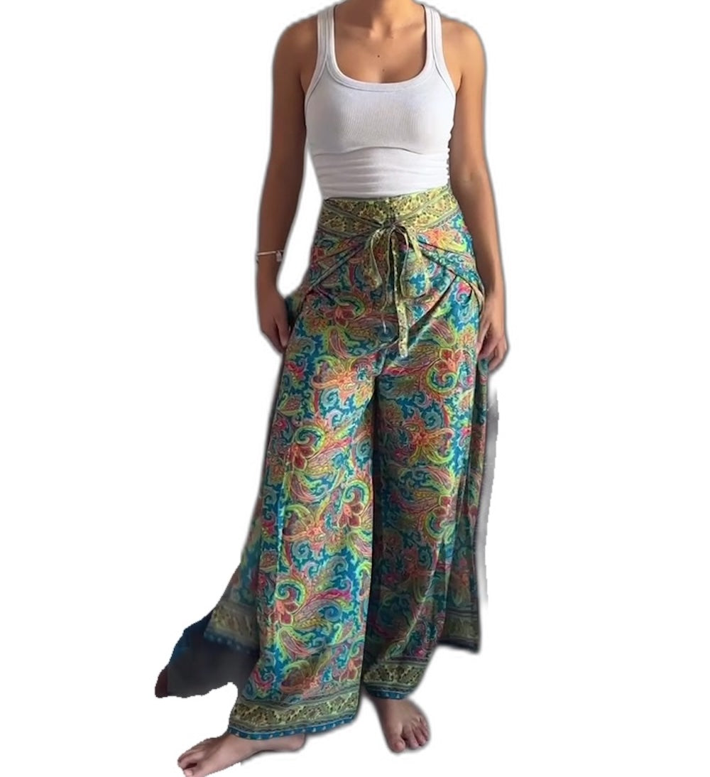 Pantalón envolvente de seda india
