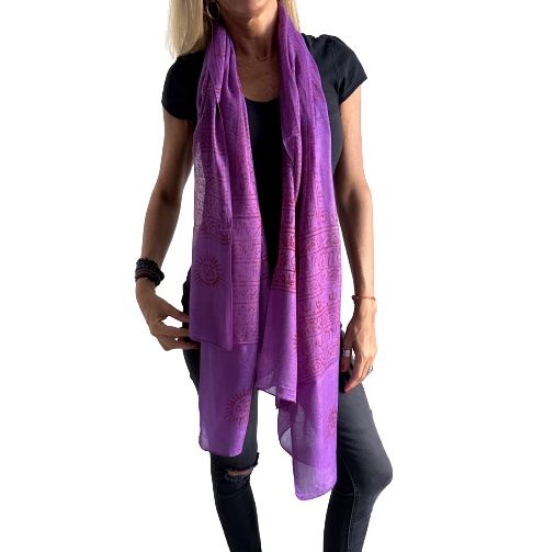 Pañuelo de algodón lila con mantra OM
