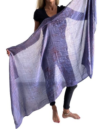 Pañuelo de algodón azul con mantra OM