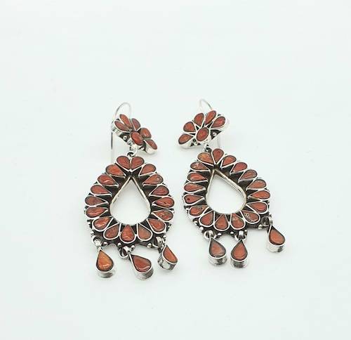 Pendientes de Plata de la India con coral