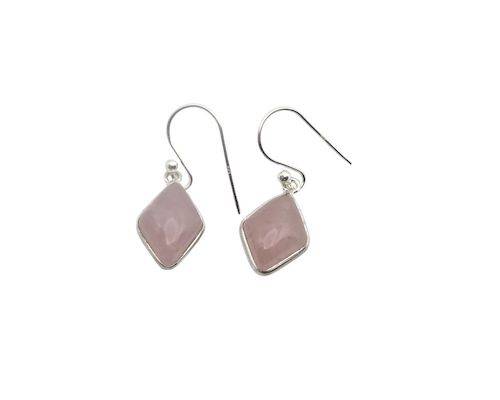Pendientes de Plata Rombos de cuarzo rosa