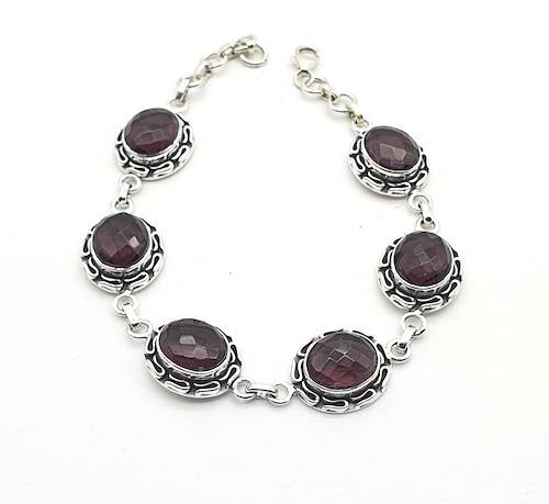 Pulsera de plata con amatista facetada