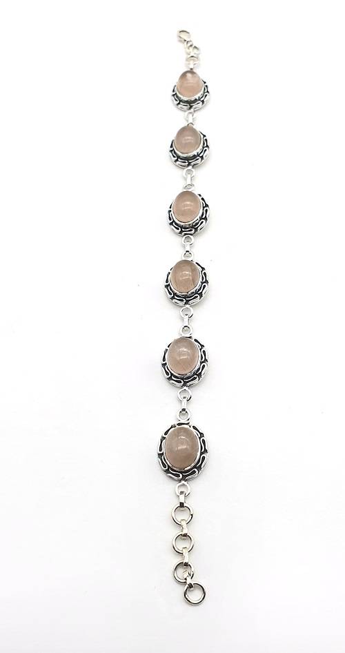 Pulsera de plata con cuarzo rosa