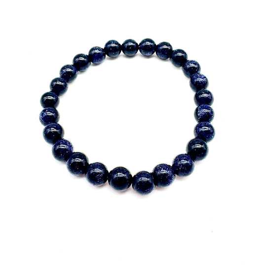 Pulsera elástica de minerales AVENTURINA AZUL