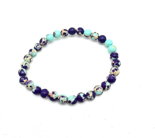 Pulsera elástica de minerales JASPE AZUL PÚRPURA