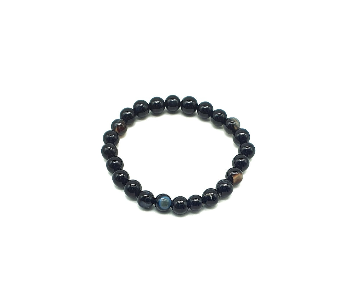 Pulsera elástica de minerales ÓNIX NEGRO