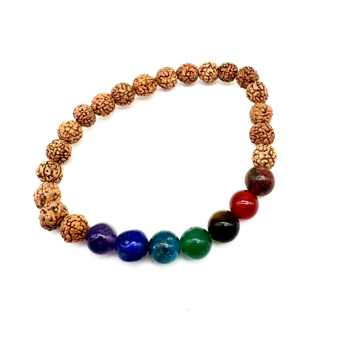 Pulsera elástica de RUDRAKSHA con minerales 7 CHAKRAS