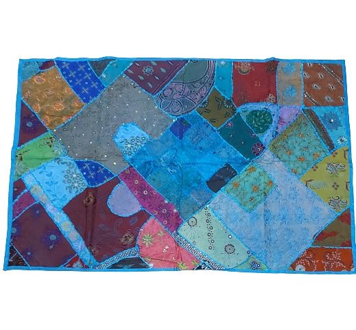 Tapiz étnico de patchwork color azul
