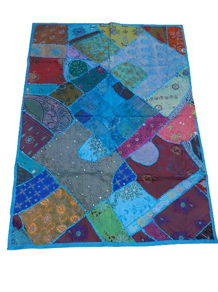 Tapiz étnico de patchwork color azul