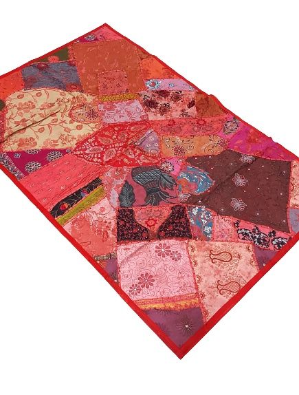 Tapiz étnico patchwork color rojo