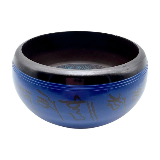 Cuenco tibetano azul de siete metales mantra