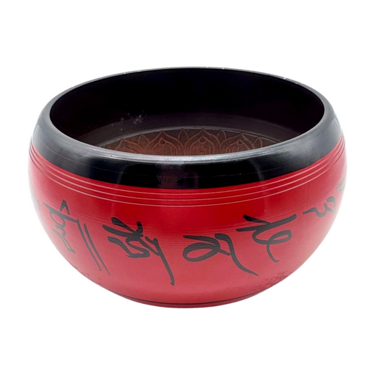 cuenco tibetano rojo de siete metales color rojo