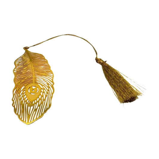 Punto de libro dorado en forma de Pluma