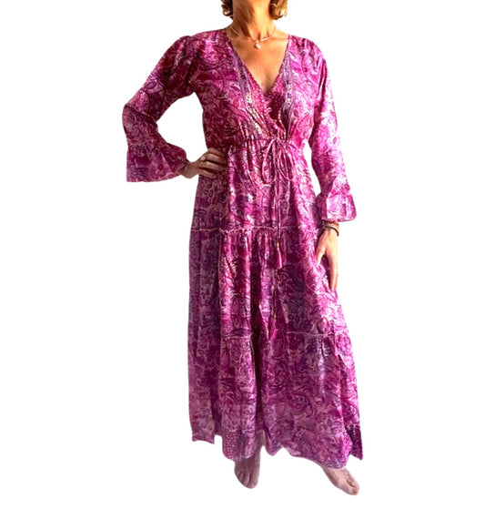 Vestido indio estampado de seda