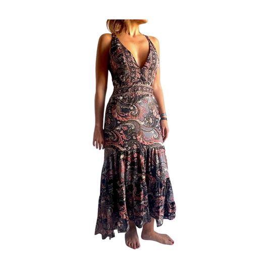 Vestido indio estampado de seda