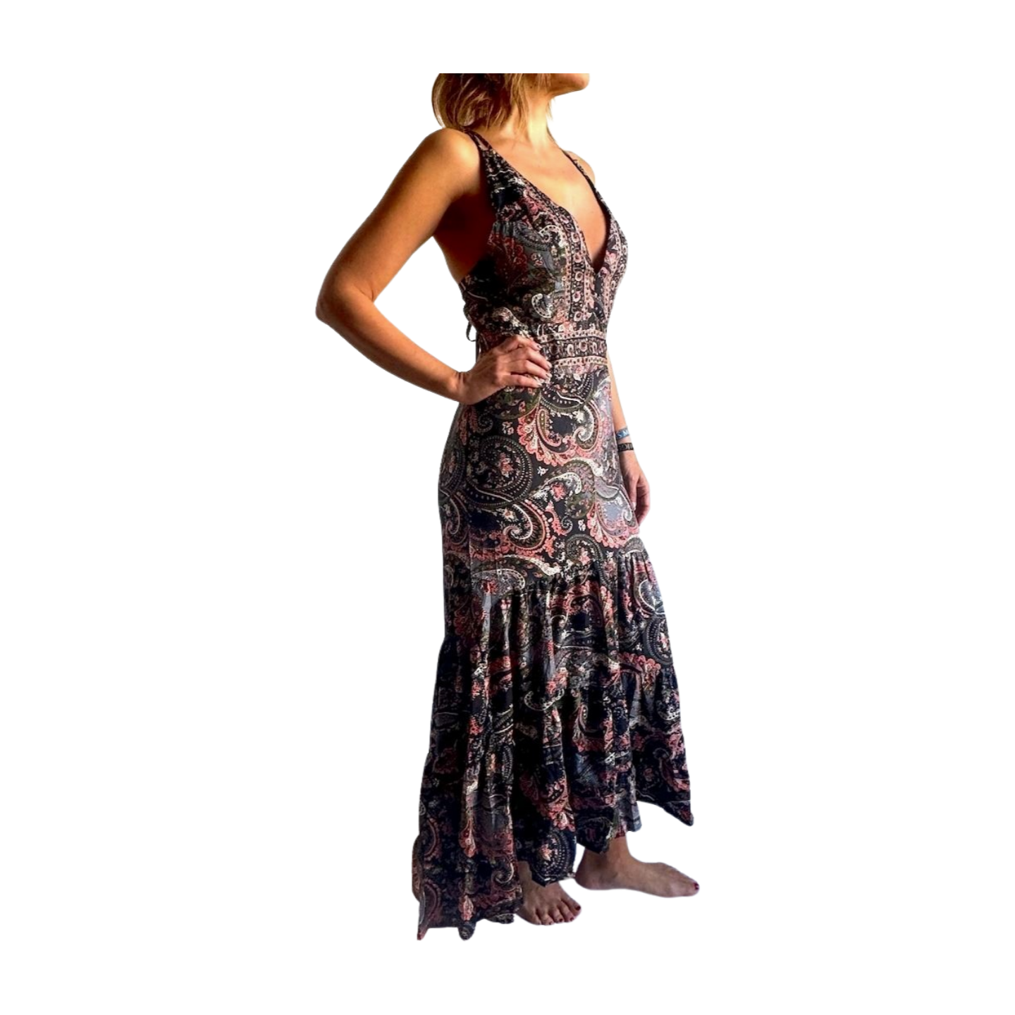 Vestido indio estampado de seda
