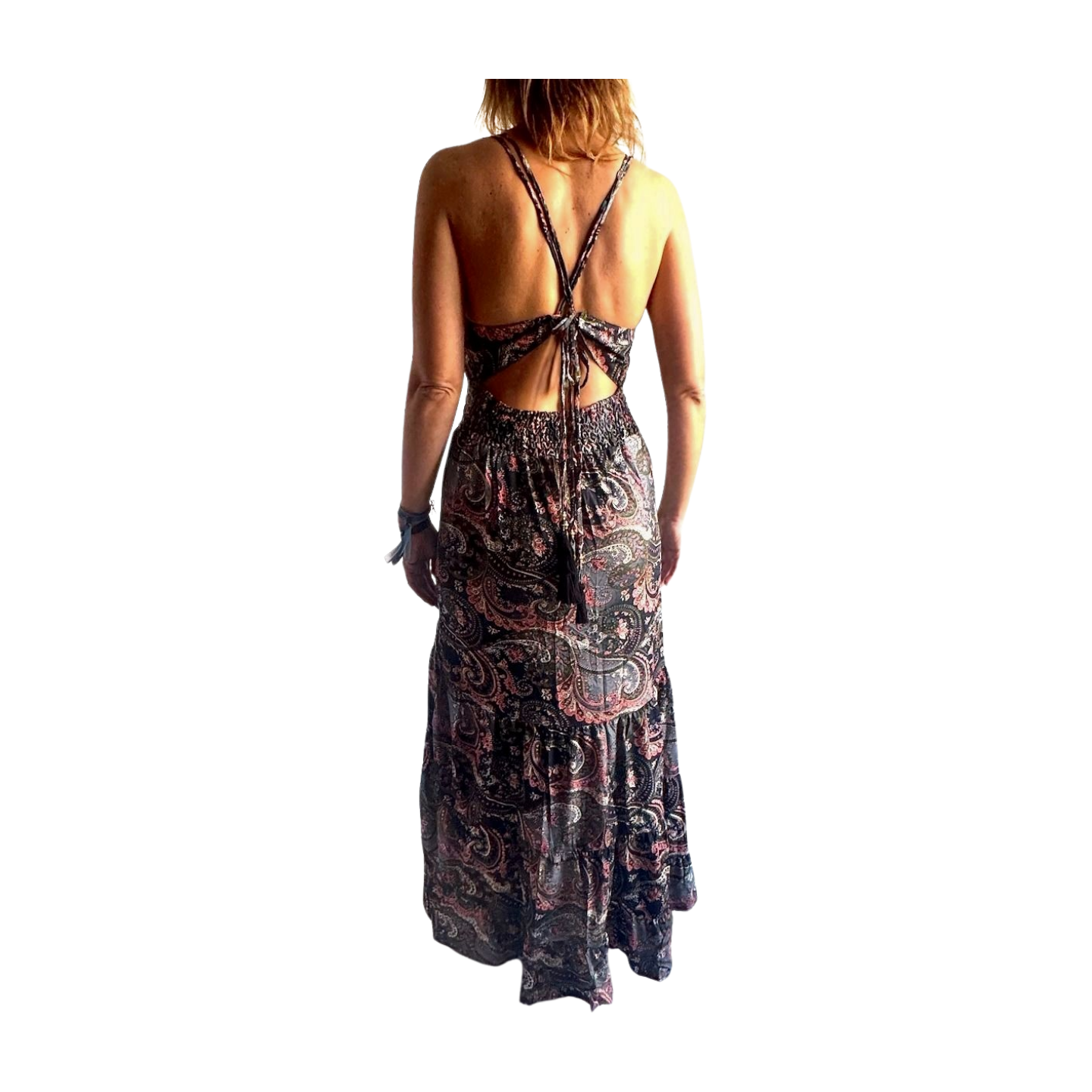 Vestido indio estampado de seda