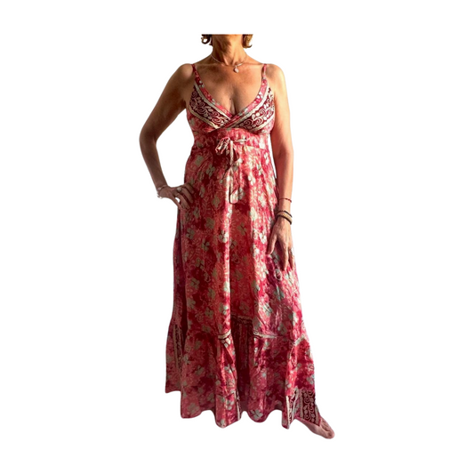 Vestido indio estampado de seda