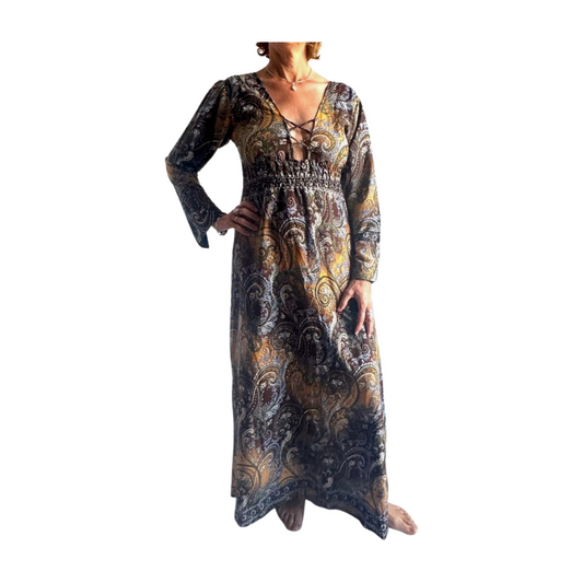 Vestido indio estampado de seda