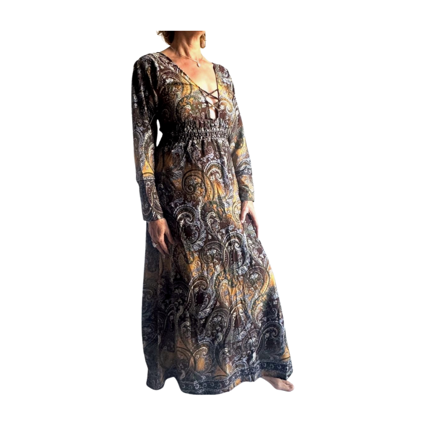 Vestido indio estampado de seda