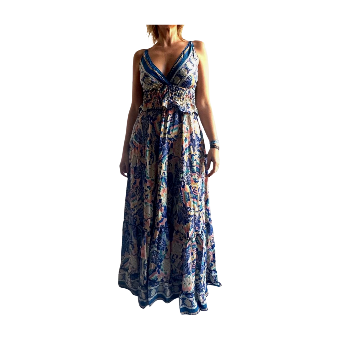 Vestido indio estampado de seda