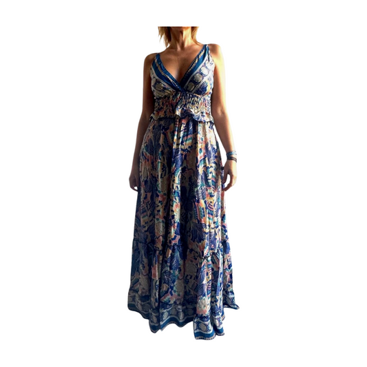 Vestido indio estampado de seda