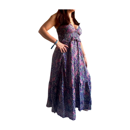 Vestido indio estampado de seda