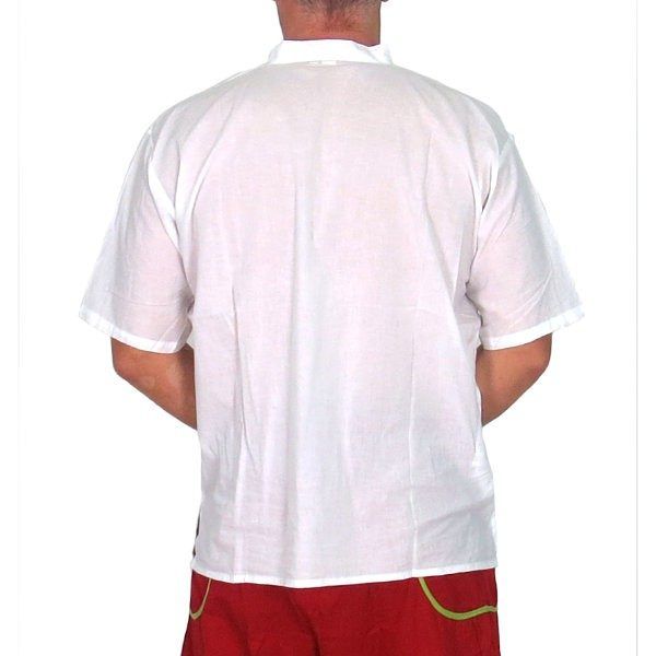 Camisa étnica india para hombre de algodón blanca