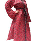 Kimono de seda india estampado rojo coral – comercio ético
