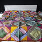 Colcha india de seda con cuadrados de colores