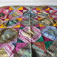 Colcha india de seda con cuadrados de colores