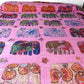 Colcha india de algodón con patchwork de elefantes