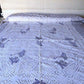 Colcha india de algodón con bordado transparente azul
