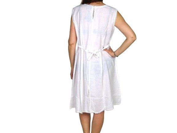 Vestido de algodón de india cuello bordado étnico