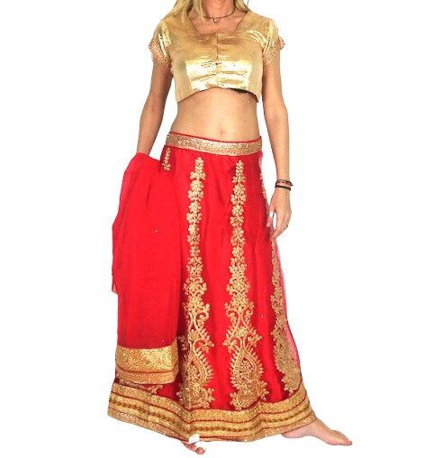 Conjunto Bollywood de falda, choli y dupatta